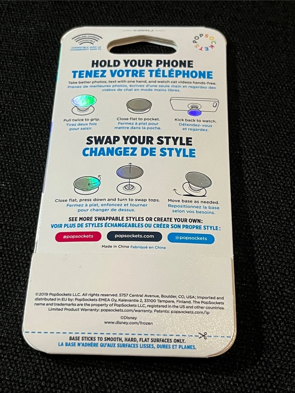 NWT PopSocket new Disney Anna Phone Grip with Purple Cape on Blue